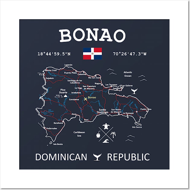Bonao Dominican Republic Map Wall Art by French Salsa